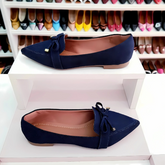 Sapatilha Prime bico fino alongada mocassim jeans